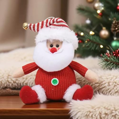Santa Snowman Reindeer Christmas Tree Ornaments Set - Plush Holiday Decorations