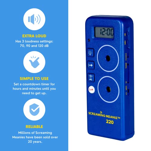 Screaming Meanie 220 Alarm Clock Blue | Heavy-Duty Loud Wake-Up Device