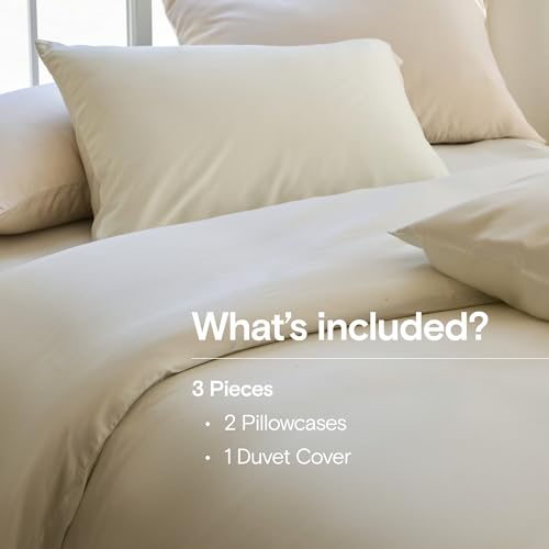 Organic Bamboo Duvet Cover Set Ivory Full/Queen - Cooling Soft Bedding