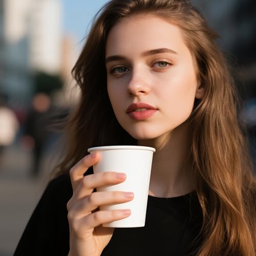 Disposable 8 oz Coffee Cups - 500 Pack, Leak-Proof Food Safe Paper Cups