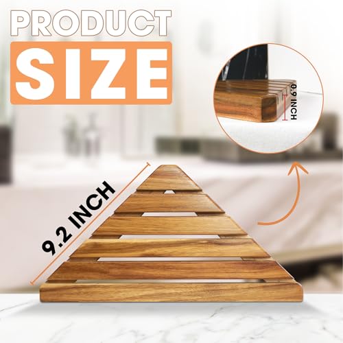 ENKEZI 4-Tier Corner Shower Shelf Set Triangular Wooden Bathroom Storage