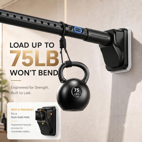Black Tension Curtain Rod 2 Pack - 41-200 Inch Adjustable, Heavy Duty, Anti-Slip Pads
