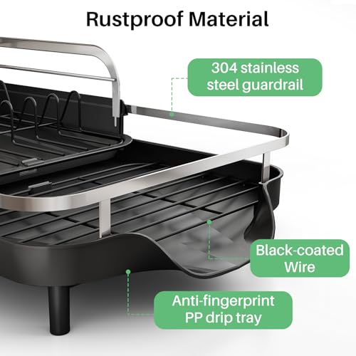 Expandable Dish Drying Rack for Kitchen Counter - Black - SAYZH