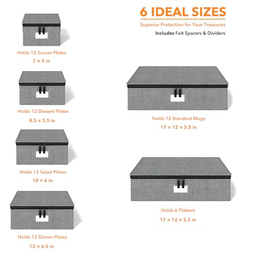 SpaceAid Stackable Storage Containers for Dishes and Mugs - Grey / Plate Platter Mug Combo