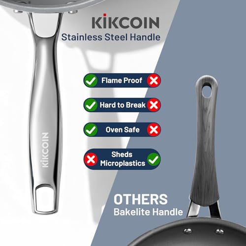 Kikcoin Ceramic Nonstick Frying Pans with Lids, 3 Pieces (8"+9.5"+11")