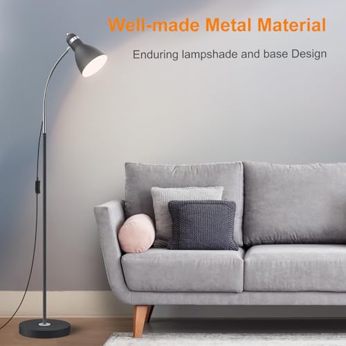 LEPOWER Metal Floor Lamp with Adjustable Gooseneck - Sand Black