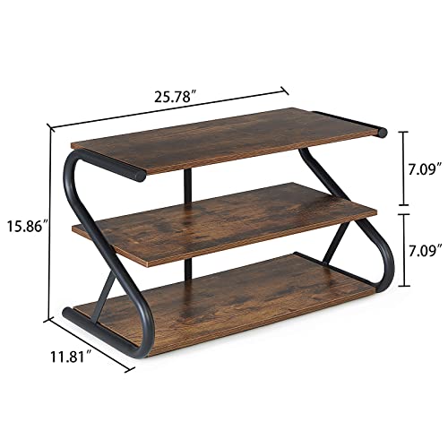 Wooden S-Shaped Shoe Rack for Entryway Closet - Rustic 11.81x25.78x15.86 Inches