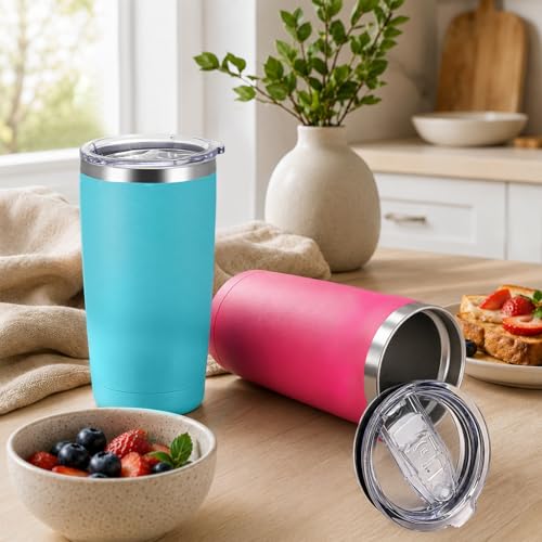 20-Pack 20oz Stainless Steel Insulated Travel Mugs with Lids Assorted Colors