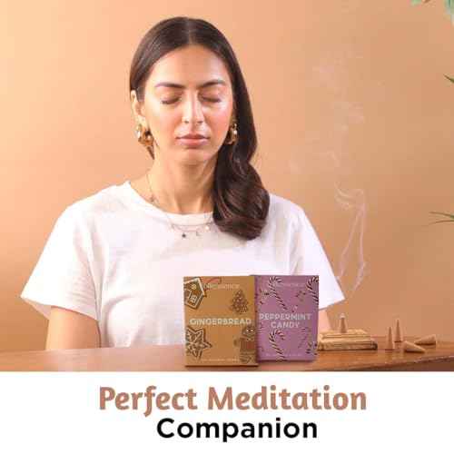 Folkulture Christmas Incense Cones | 20 Pc Scented Peppermint Candy & Gingerbread | Natural, Non-Toxic | Xmas Incense for Relaxing & Meditation