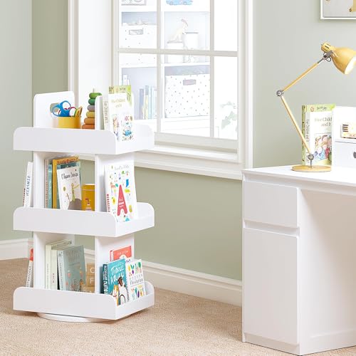 Kids Rotating Bookshelf Tower - Spinning Bookcase for Toddlers & Kids