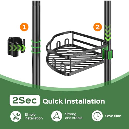 HAMITOR Black 4-Tier Shower Tension Pole Caddy Bathroom Organizer Shelf