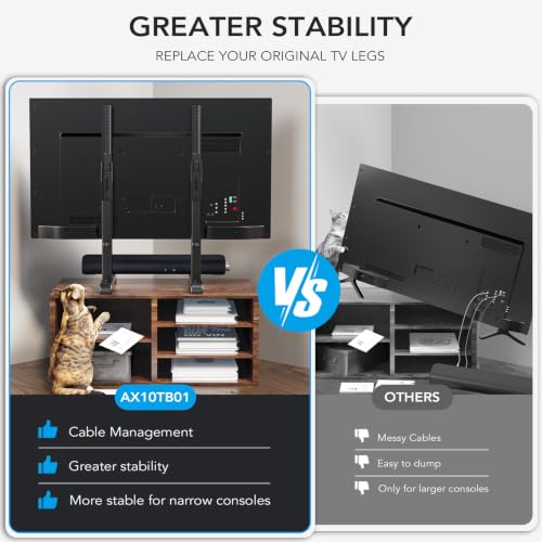 AX WABER Adjustable TV Stand for 37-86 Inch Flat & Curved TVs, Steel Base with Cable Management, Supports up to 150 lbs
