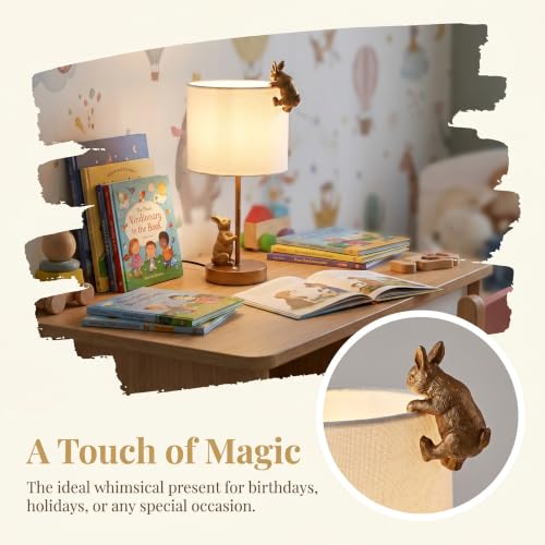 Whimsical 3-Way Dimmable Rabbit Table Lamp - Antique Bronze Bunny Nightlight