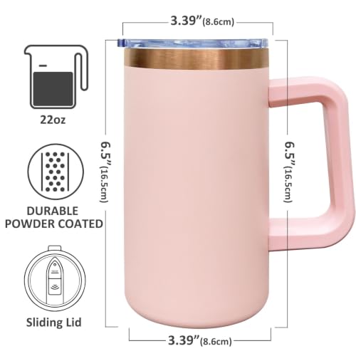 Metalya 22oz Insulated Travel Mug Mixed B / 4 Pack with Handle & Lid
