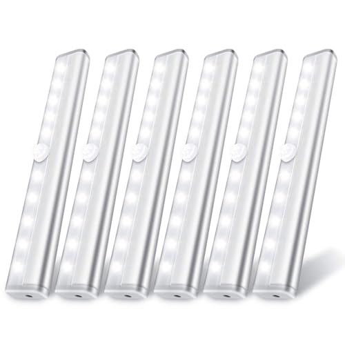 Lexall 6 Pack Battery-Powered Motion Sensor LED Closet Lights, Easy Stick-On Indoor Lighting