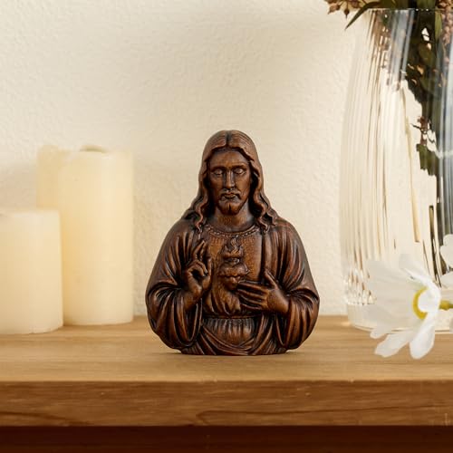 bgcarpenter Handmade Sacred Heart of Jesus Statue Wall Decor - 8 Inch | Art Deco Variation