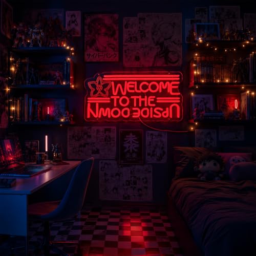 Jefuzh Upside Down Neon Sign - Red USB Powered 9-Level Dimmable Wall Light