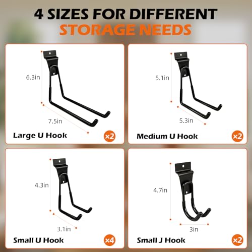 Lyrzzey Black Heavy-Duty Metal Utility Wall Hooks 10 Pack for Gladiator GearTrack & GearWall