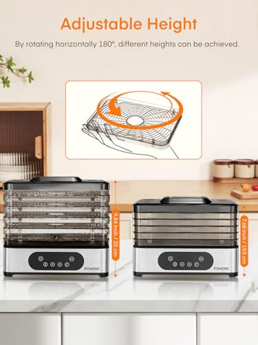 FOHERE Food Dehydrator with 5 BPA-Free Stackable Trays, Digital Control, 400W