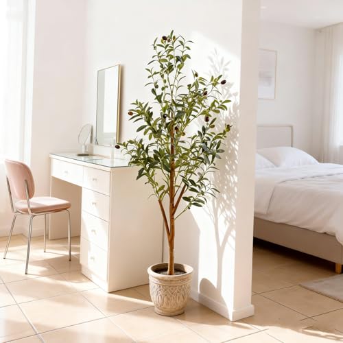 4Ft Artificial Olive Tree with Moss & Basket - Indoor Faux Tree, Realistic Greenery