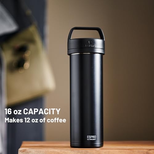 ESPRO Go P0 Insulated French Press Coffee Maker - Matte Meteorite Black 16oz