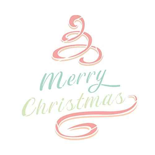 Merry Christmas Ribbon Alphabet Large Letter Winter Stencil for Painting on Wood, Canvas, Walls, Floors, Fabrics and Furniture, Paint Wooden Signs, DIY Home Decor, Reusable Plastic Stencil£¨10" x 10"£©