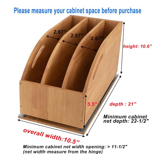 Pull Out Kitchen Cabinet Organizer for Pans & Trays - 10.6 Inch Height