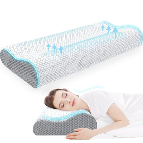 CloudBliss King Size Grey Ergonomic Cervical Neck Pillow with Memory Foam & Dual Height Design