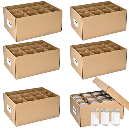 6 Pcs Mason Jar Storage Boxes for 32 oz Canning Jars, 12 Cells Each - Wide & Regular Mouth