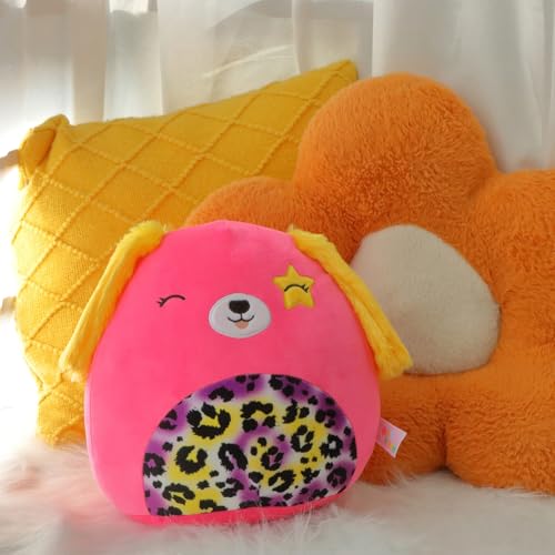 12¡± Hot Pink Dog with Leopard Belly Plush Pillow Soft Stuffed Animal Cute Plush Toy Birthday Christmas Festival Gifts for Kids Valentine's Day Gifts for Girlfriend