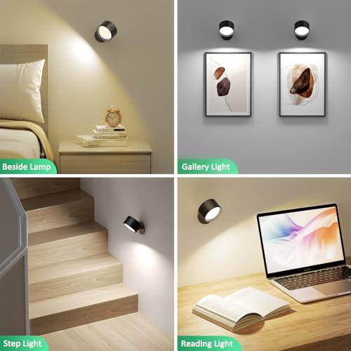 Racokky LED Wall Mounted Lights with Remote, Rechargeable Sconces