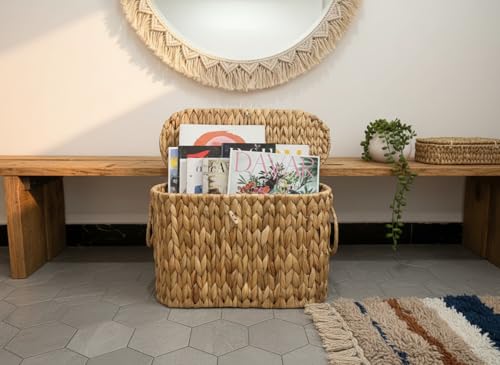 Coeusy Toilet Paper Basket with Lid,Wicker for Bathroom Organizers