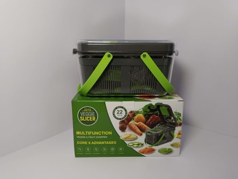 Skiennix Vegetable Chopper Mandoline Slicer - Versatile Food Chopper with Container for Easy Salad Prep | White
