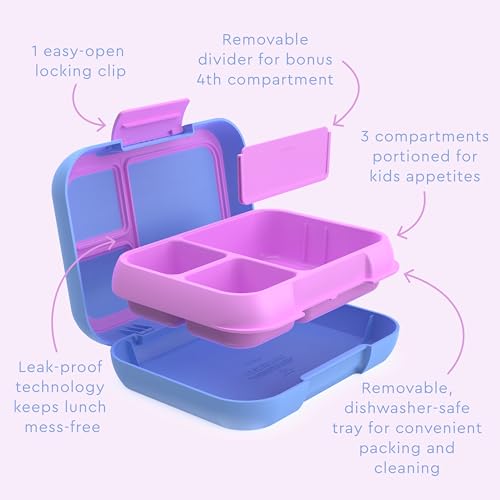 Bentgo Pop Leak-Proof 3-4 Compartment Bento Lunch Box - Periwinkle/Pink