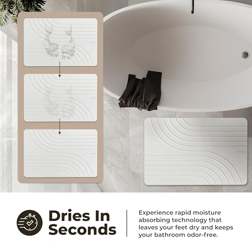 TOSORO Flow Sandstone Diatomaceous Earth Shower Bath Mat Set of 2 - Non-Slip, Quick Drying, Natural Stone Design