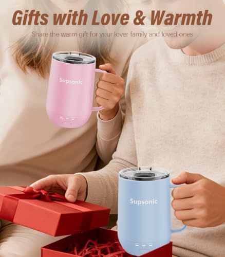 Supsonic Cherry Blossom 16oz Self-Heating Coffee Mug with Temperature Control