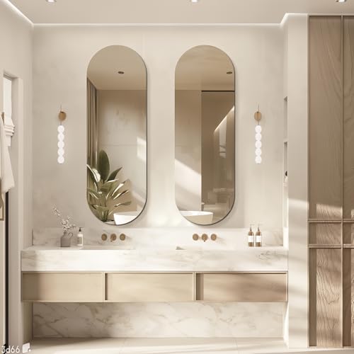 Niccy Frameless Oval Full Length Wall Mirror 48x16 Inches - Modern Home Decor