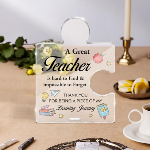 QODMGD Teacher-B Acrylic Puzzle Piece Plaque Gift for Teacher Appreciation - Office Decor