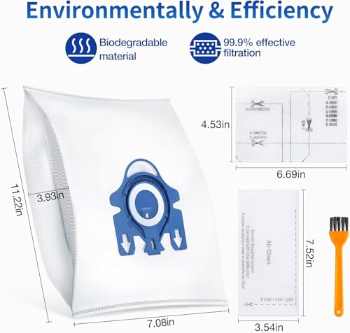 Rowhalf 12 Pack 3D Airclean Dust Bags for Miele GN C1 C2 C3 S2 S5 S8