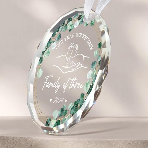 Personalized Baby Announcement Glass Ornament for First Time Parents 2026 Gift
