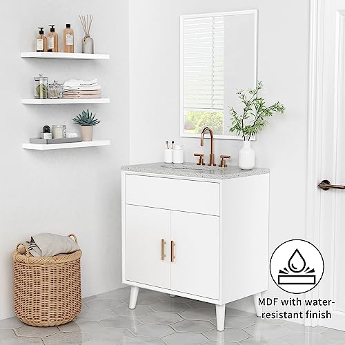 Floating Wall Shelves - 23.6 Inch White Set of 3 for Bedroom Bathroom Living Room