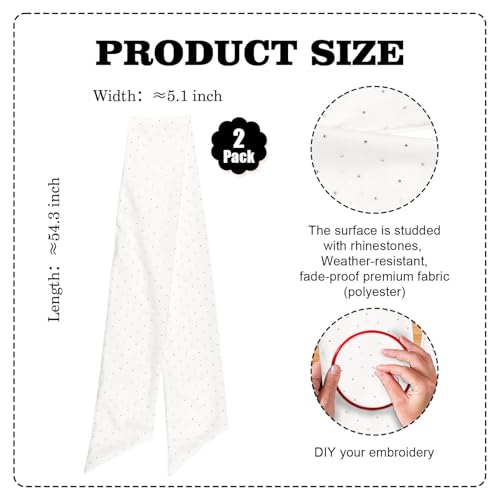 White Rhinestone Wreath Sash 54x5 Inch Double Pack for Door Decor, Wedding & Holiday