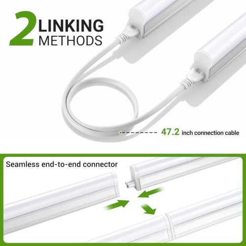 4 Pack LED Shop Lights 2300LM 6500K Bright White Garage Ceiling Fixtures Linkable