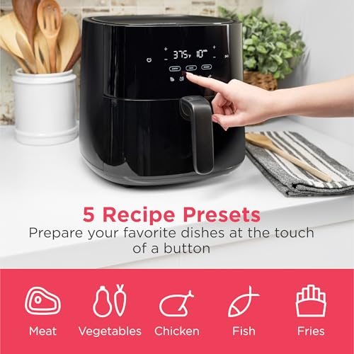 3-in-1 Air Fryer 5.3 QT Capacity - Digital Display, 3 Cooking Modes, Presets - Black