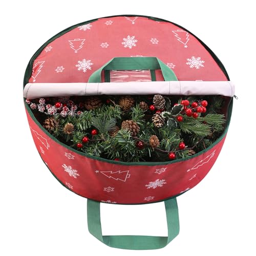 TaoQ C Red 30 Inch Christmas Wreath Storage Bag Waterproof Dustproof Organizer