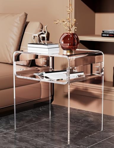 Solaround Clear Acrylic 2-Tier End Table Variation 1 for Living Room & Bedroom