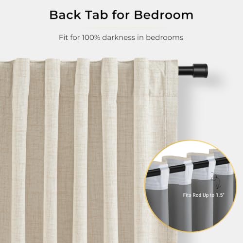 INOVADAY Cream Blackout Curtains - 50"W x 84"L Set of 2 for Bedroom & Living Room