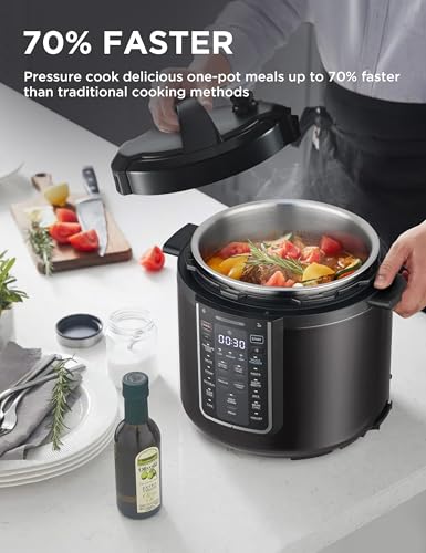 12-in-1 Electric Pressure Cooker - 6 Quarts, Black, Multi-Function Programmable