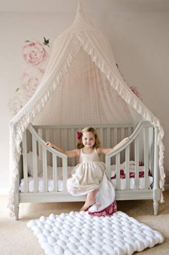 Wonder Space Beige Kids Bed Canopy - Lace Chiffon Fairy Dream Tent & Mosquito Net