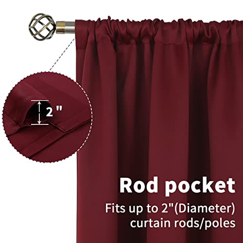 BGment Burgundy Blackout Curtains 42x63 in | Thermal Insulated Rod Pocket 2-Panel Set